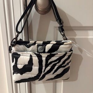 THINK ROYLN Zebra Quilted Crossbody Bag - Black & White
